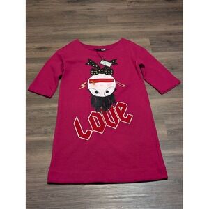 Love Moschino Pink Graphic Dress With Love Applique 3/4 Sleeve Size 8